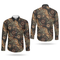 Batik Pedalaman Semen Lereng Style Couples Matching Summer Maxi Dress and Long Sleeve Button Shirt Indonesian Traditional Pattern LT01 - Polynesian Pride