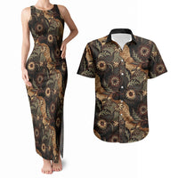 Batik Pedalaman Semen Lereng Style Couples Matching Tank Maxi Dress and Hawaiian Shirt Indonesian Traditional Pattern LT01 Black - Polynesian Pride