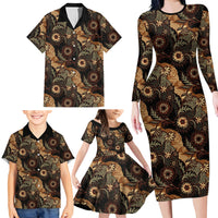 Batik Pedalaman Semen Lereng Style Family Matching Long Sleeve Bodycon Dress and Hawaiian Shirt Indonesian Traditional Pattern LT01 - Polynesian Pride
