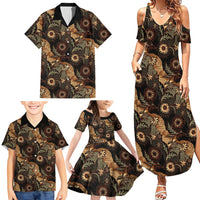 Batik Pedalaman Semen Lereng Style Family Matching Summer Maxi Dress and Hawaiian Shirt Indonesian Traditional Pattern LT01 - Polynesian Pride