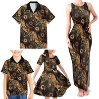 Batik Pedalaman Semen Lereng Style Family Matching Tank Maxi Dress and Hawaiian Shirt Indonesian Traditional Pattern LT01 - Polynesian Pride