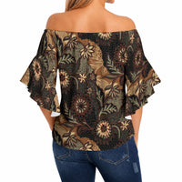 Batik Pedalaman Semen Lereng Style Off Shoulder Wrap Waist Top Indonesian Traditional Pattern LT01 - Polynesian Pride