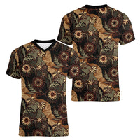 Batik Pedalaman Semen Lereng Style Women V-Neck T-Shirt Indonesian Traditional Pattern