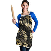 Gold Tropical Leaves Hawaii Mikioi Lei Apron Luxury Stylized - Polynesian Pride