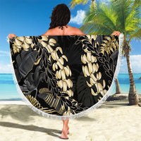 Gold Tropical Leaves Hawaii Mikioi Lei Beach Blanket Luxury Stylized - Polynesian Pride