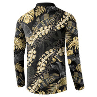 Gold Tropical Leaves Hawaii Mikioi Lei Button Sweatshirt Luxury Stylized - Polynesian Pride