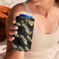 Gold Tropical Leaves Hawaii Mikioi Lei 4 in 1 Can Cooler Tumbler Luxury Stylized - Polynesian Pride