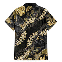 Gold Tropical Leaves Hawaii Mikioi Lei Family Matching Mermaid Dress and Hawaiian Shirt Luxury Stylized - Polynesian Pride