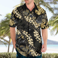 Gold Tropical Leaves Hawaii Mikioi Lei Hawaiian Shirt Luxury Stylized - Polynesian Pride