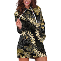 Gold Tropical Leaves Hawaii Mikioi Lei Hoodie Dress Luxury Stylized - Polynesian Pride