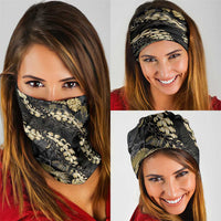 Gold Tropical Leaves Hawaii Mikioi Lei Neck Gaiter Luxury Stylized - Polynesian Pride