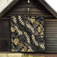Gold Tropical Leaves Hawaii Mikioi Lei Quilt Luxury Stylized - Polynesian Pride
