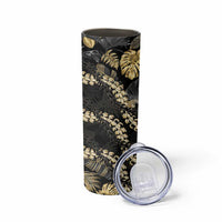 Gold Tropical Leaves Hawaii Mikioi Lei Skinny Tumbler Luxury Stylized - Polynesian Pride