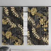 Gold Tropical Leaves Hawaii Mikioi Lei Window Curtain Luxury Stylized - Polynesian Pride
