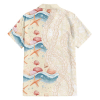 Beige Hawaii Lei Seashells Starfish Family Matching Long Sleeve Bodycon Dress and Hawaiian Shirt Sandy Sylized - Polynesian Pride