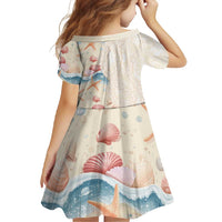 Beige Hawaii Lei Seashells Starfish Family Matching Mermaid Dress and Hawaiian Shirt Sandy Sylized - Polynesian Pride