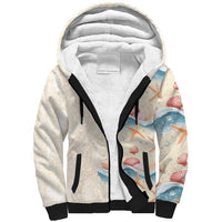 Beige Hawaii Lei Seashells Starfish Sherpa Hoodie Sandy Sylized - Polynesian Pride