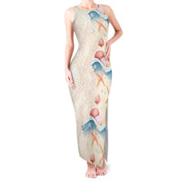 Beige Hawaii Lei Seashells Starfish Tank Maxi Dress Sandy Sylized - Polynesian Pride
