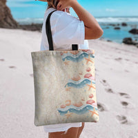 Beige Hawaii Lei Seashells Starfish Tote Bag Sandy Sylized - Polynesian Pride