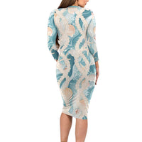 Hawaii Lei Seashells Starfish Long Sleeve Bodycon Dress Fresh Summer Vibe - Polynesian Pride