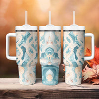 Hawaii Lei Seashells Starfish Tumbler With Handle Fresh Summer Vibe - Polynesian Pride