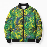 Hawaii Summer Tropical Leaves Bomber Puffer Jacket - Polynesian Pride