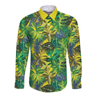Hawaii Summer Tropical Leaves Long Sleeve Button Shirt - Polynesian Pride