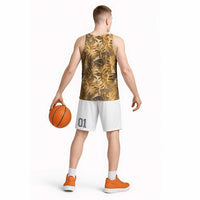Hawaii Gold Tropical Leaves Basketball Jersey - Polynesian Pride