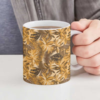 Hawaii Gold Tropical Leaves Ceramic Mug - Polynesian Pride