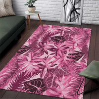 Hawaii Pink Tropical Leaves Area Rug - Polynesian Pride