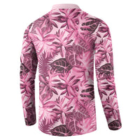 Hawaii Pink Tropical Leaves Button Sweatshirt - Polynesian Pride