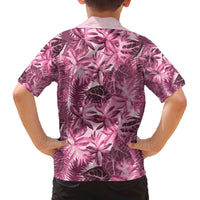 Hawaii Pink Tropical Leaves Family Matching Off The Shoulder Long Sleeve Dress and Hawaiian Shirt LT01 - Polynesian Pride