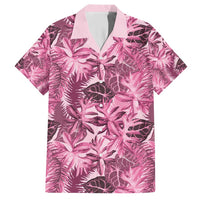 Hawaii Pink Tropical Leaves Family Matching Short Sleeve Bodycon Dress and Hawaiian Shirt - Polynesian Pride