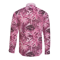 Hawaii Pink Tropical Leaves Long Sleeve Button Shirt - Polynesian Pride