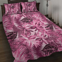 Hawaii Pink Tropical Leaves Quilt Bed Set - Polynesian Pride