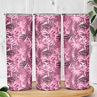 Hawaii Pink Tropical Leaves Skinny Tumbler - Polynesian Pride