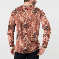 Hawaii Red Brown Tropical Leaves Button Sweatshirt - Polynesian Pride