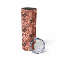 Hawaii Red Brown Tropical Leaves Skinny Tumbler - Polynesian Pride