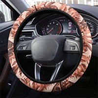 Hawaii Red Brown Tropical Leaves Steering Wheel Cover - Polynesian Pride