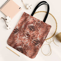 Hawaii Red Brown Tropical Leaves Tote Bag - Polynesian Pride