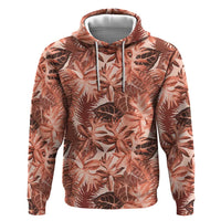 Hawaii Red Brown Tropical Leaves Zip Hoodie - Polynesian Pride