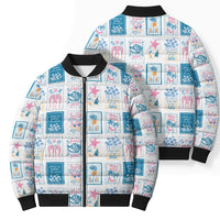 Hawaii Coastal Summer Postcard Bomber Puffer Jacket