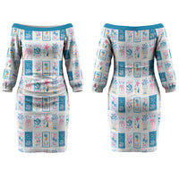 Hawaii Coastal Summer Postcard Family Matching Off The Shoulder Long Sleeve Dress and Hawaiian Shirt