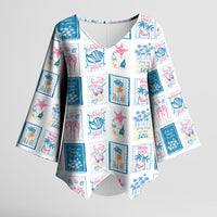 Hawaii Coastal Summer Postcard Kimono Sleeve Blouse