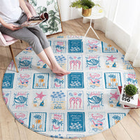 Hawaii Coastal Summer Postcard Round Carpet