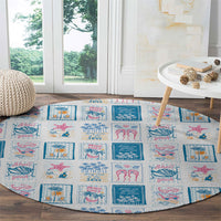 Hawaii Coastal Summer Postcard Round Carpet