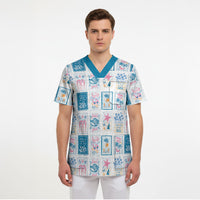 Hawaii Coastal Summer Postcard Scrub Top