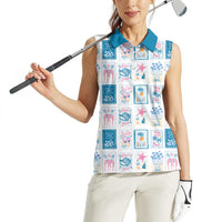 Hawaii Coastal Summer Postcard Women Sleeveless Polo Shirt