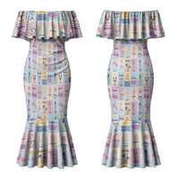 Aloha Summer Posters Grunge Textures Couples Matching Mermaid Dress and Hawaiian Shirt