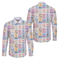 Aloha Summer Posters Grunge Textures Family Matching Off The Shoulder Long Sleeve Dress and Hawaiian Shirt